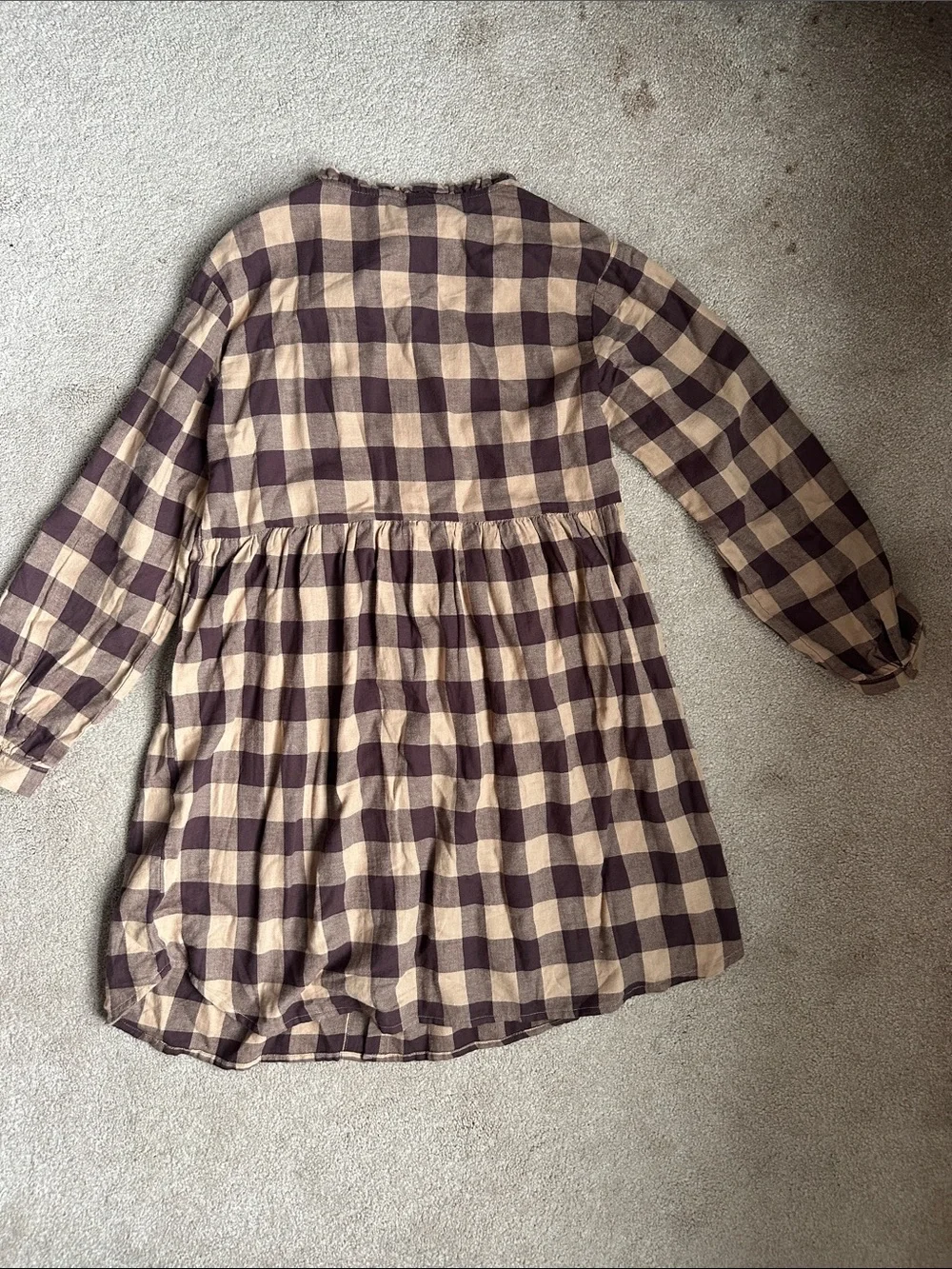 GAP Brown and Cream Buffalo Plaid Button-Front Kids Dress